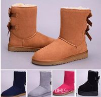Winter Australia Classic Snow Boots High Boots Real Leather Bailey Bowley Bowknot Женский ботинок колен