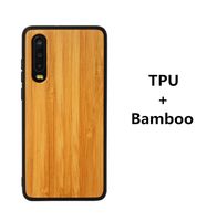إلى Huawei P30 P20 Mate20 Round TPU + Wood Case Bamboo Wood Plate for Samsung Note 8 9 iPhone XS يمكن تخصيص نحت شعارك