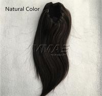 Brezilyalı Düz ​​16 inç 120g Doğal Renk # 6 # 12 # 613 İpli Ponytails Virgin İnsan Saç Uzantıları