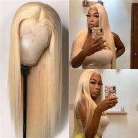 YMSBeauty # 613 Blonde Kleur Full Lace Pruiken Menselijk Haar Straight Blonde Transparante Kant Front Pruiken voor Witte Vrouwen met Baby Haar