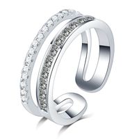 Mai dissolvenza colore argento arcobaleno anello di barretta di micro spianare quadrato rotondo qualità di A + zircone doppia fila anillo regalo Donne Anniversario