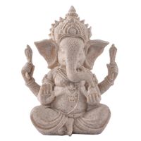 Arenito Escultura Handcarved Ganesha Deus Estátua da cabeça do elefante estatueta em casa Mesa de Artesanato Decoração