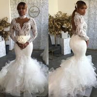 High Collar Mermaid Wedding Dresses Plus Size 2020 South Afr...