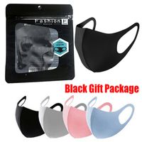 Bouche glace Masque Visage Lavable individuel Paquet cadeau Noir Anti PM2,5 poussière Respiratoire antipoussière antibactériennes sacs réutilisables en soie