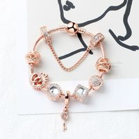 Magic Beads rose Gold Strands bracelet 925 Silver Love Key pendant as a Diy jewelry gift