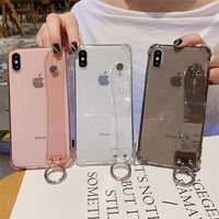 Glitter Toz Telefon Kılıfı iPhone 11 x XR XS Max 8 7 Artı 6 6S Artı Şeffaf Silikon Bilek Kayışı Arka Kapak