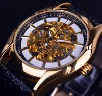 럭셔리 톱 브랜드 수상작 네비게이터 시리즈 레트로 황금 해골 화이트 시계 자동 남성 가죽 손목 시계 남성 자동 시계