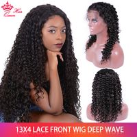 Rainha cabelo profundo wig peruca curly cabelo humano perucas para mulheres pré arranjaram linha de cabelo com cabelo bebê virgem brasileira 13x4 lace wig