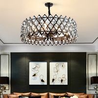 Neues Design zeitgenössischen Luxus schwarzen Kristall-Kronleuchter Beleuchtung für Wohnzimmer Esszimmer Arbeitszimmer kreative amerikanische Pendelleuchten geführt