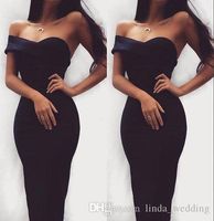 2019 Chic Sheath Little Black Cocktail Dress Simple Tea Length Sweetheart Formal Holiday Club Homecoming Party Dress Plus Size Custom Make