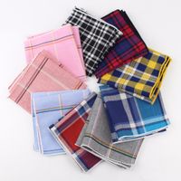 100% algodón pañuelo bufandas pañuelos de bolsillo de la vendimia Hombres Plaza pañuelos de rayas sólido mocos de trapo 22 * ​​22 cm