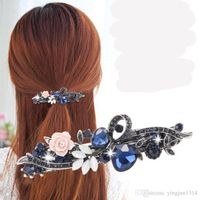 Nuovo cristallo di lusso clip di capelli Opal foglia resina fiore copricapo gioielli OL per le donne ragazze eleganti accessori per capelli barrettes