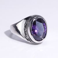 Real 925 Sterling Silver Rings For Women With Zircon Stone Amethyst Ruby Garnet Vintage Thai Silver Flower Engraved Jewelry CJ191210