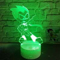 Lâmpada Acrílico abajur 3D adolescente Titans Go Robin Figura Luzes LED USB 7 Alterar cores Night Light Presente Toy Crianças