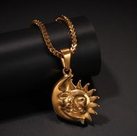 hip hop Paslanmaz çelik Ay ve Güneş kolye erkekler kadınlar erkek kolye altın zincir kolye takı hediye kolyeler