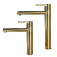 Brushed Gold Rotatable Basin Faucet 100% Brass Round Bathroo...