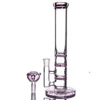 Glass comb Percolator Bongs Hookahs Pink Purple Thick Glasses Bongs Water Pipes Smoking Beaker Tall Water Bong Dab Rig With 14mm Bowl