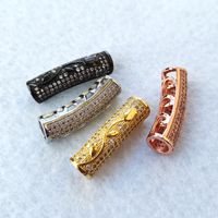 Copper Hole Hollow Bead Handmade Pave Micro Cubic Zirconia Tube Bead Fit Bracelet Necklace Jewelry Making Accessorie CT501