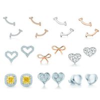 NEW 100% 925 Silver Heart Shape Stud Tiff Earrings Smile Stu...