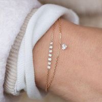 Bracelet de cristal double coeur de mode exquise bracelet de mariage féminin