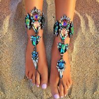 Casamento quente de moda descalça sandálias de tornozelas de praia joias de pé sexy pernas de torta feminina boho cristal tornozela para mulheres
