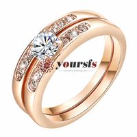 Yoursfs 18k banhado a ouro zircão elegante anel de festa de noivado