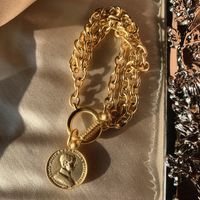 Vintage klassische Mattgold Farbmünzen Charme-Armbänder für Frauen 2019 Fashion Jewelry Goldfarbe Armbänder weiblichen Geschenk