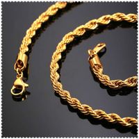 Hip Hop placcato oro 18K acciaio inossidabile 3MM intrecciata catena corda collana Choker delle donne per gli uomini Hiphop gioielli regalo alla rinfusa