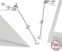 TE1 Design Water Stud Earrings for Women Clear CZ 925 Sterling Silver Ear Studs Jewelry Korean Fashion Jewelry