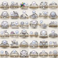 2019 Mode Perle Ring Natürliche Süßwasser Perle Retro Zirkon Runde Ringe 925 Silber Modeschmuck Ring Für Frauen Geschenk