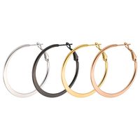 Hot Brand Big Hoop Earrings Women Earrings Lobster Clip Clasp Simple Anti-allergic Stainless Steel Gold Plated Flat Round Earrings For Wome