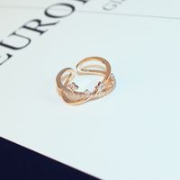 Nouveau design créatif à double mode anneau ouvert coupe croix Corée étoiles diamant diamant tendance exquise tempérament anneau de luxe femme