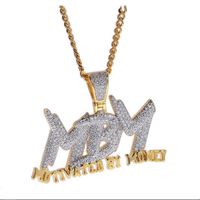 Cuerdas de los hombres helado Bling CZ 18K chapado en oro MBM Motivado por letra de dinero Colgante Collar de collar de Hip Hop Jewelry Chain Gifts