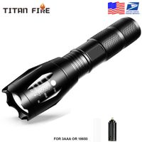 Amerikaanse voorraad, G700 E17 CREE XML T6 2000Lumss High Power LED-fakkels Zoomable Tactical LED Zaklampen Torch Licht voor 1x18650 Batterij