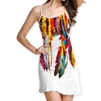 BNC White Summer Dress Neue Ankunft 2019 Mode Frauen Kleid Feather Print Liebsten Mini Sexy Kleid Casual Beach Dresses Großhandel