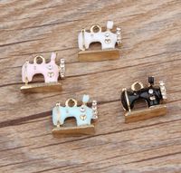 Mooie Emaille Rhinestone Naaimachines Charms Fit voor Armband Ketting DIY Mobiele Telefoon Ketting Mode Sieraden Accessoires C03