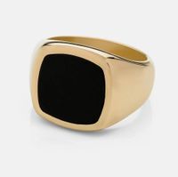 Män Hip Hop Ring 316L Stainless Steel Black Onyx Stone Ring