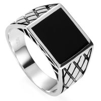 SHUNXUNZE Venta Flash 925 anillos de plata esterlina joyería y accesorios para los regalos de boda de los hombres de compromiso Negro esmalte encanto S-3780 tamaño de 7 - 13