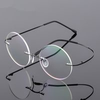 Alta Qualidade Steve Jobs Estilo Liga Sem Aro Óculos de Prescrição Óptica Quadro Redondo Lente Clara Óculos Frete Grátis