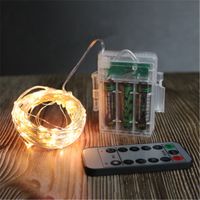 5/10 / 20m Cobre Silver Wire LED String Light Fairy Garland Lámpara Decorativa Navidad con 8 modos Control remoto Batería Desarrollado