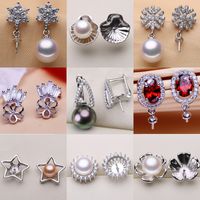 DIY Pearl Stud Earrings Settings Fashion Jewelry S925 Silver...
