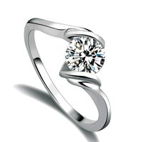 Enkel Bare Diamond Zircon Ringar för Lady Women Fashion Engagement 925 Sterling Silver Ring Lover Gift Smycken Tillbehör