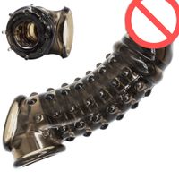 Realistic Soft Penis Extender Sleeve With Soft Spikes Cock Enlargement Enhancer Male Reusable Delay Gonobolia Ring Adult Sex Toy For Men