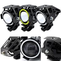 125W Faro del motociclo w / Angel Eye Devil Eye 3000lm Moto Spotlight U7 LED Driving Fog Spot Head Light Decorative Lamp