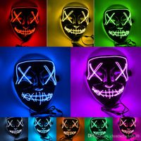 Halloween LED Light Up Zombie Mask Party Cosplay Mes Open Masks The Purge Election Year Funny Glow Dark Horror Masks Nuevo