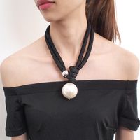 Big Imitation Pearl Beckant Ожерелья для Женщин Толстая Веревка Регулируемые Ожереные Ожерелья Ювелирные Изделия Ukmoc