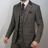 Kahverengi Erkek Düğün Smokin Çentikli Yaka Iki Düğme Damat Pantolon Suits Custom Made Yakışıklı 3 Parça En Iyi Erkekler Blazer