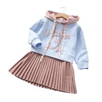 الفتيات ارتداء جديد 2019 الخريف الكورية طباعة تنورة الأطفال اللباس الأطفال الصغيرة إجازة قطعتين جيل واحد