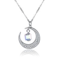 Mode-925 Sterling Zilver Zirkoon Moon Hanger Ketting Luxe Clear Crystal voor Vrouwen Fijne Sieraden 2018 Nieuwe Collectie