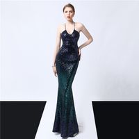 Deep V Side Slit Long Sexy Evening Dress Women Gowns Formal Dresses Sequin Multi Size High Quality Ankle Length Summer Spring Autumn 16673